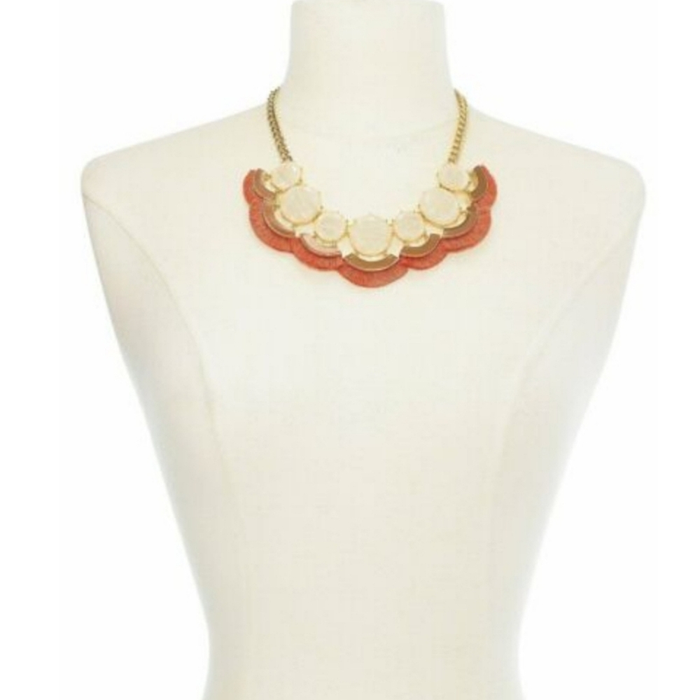 INC International Concepts Gold-Tone Stone & Tassel Fringe Statement Necklace